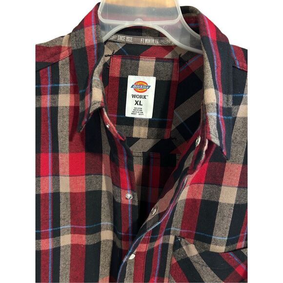 Dickies Work Long Sleeve Flannel Men’s Size XL Snap Buttons Front Pocket - Picture 1 of 11